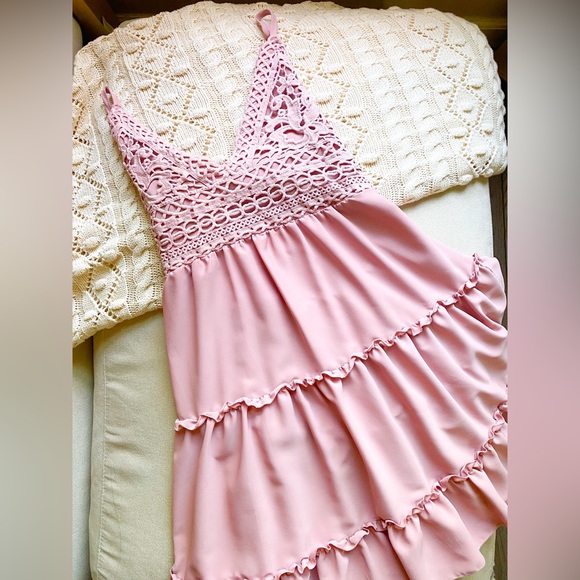 Blush Tie Back Tiered Ruffle Dress - Picture 2 of 3